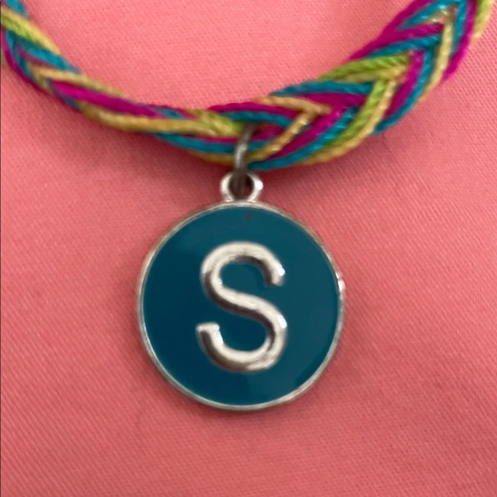 Justice Colorful Braided Bracelet with 'S' Charm